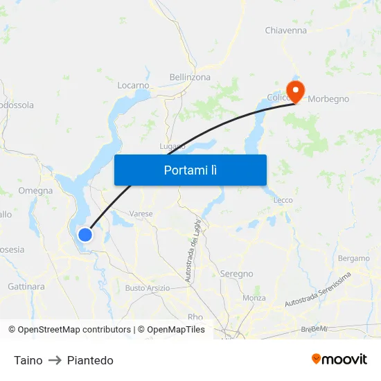 Taino to Piantedo map