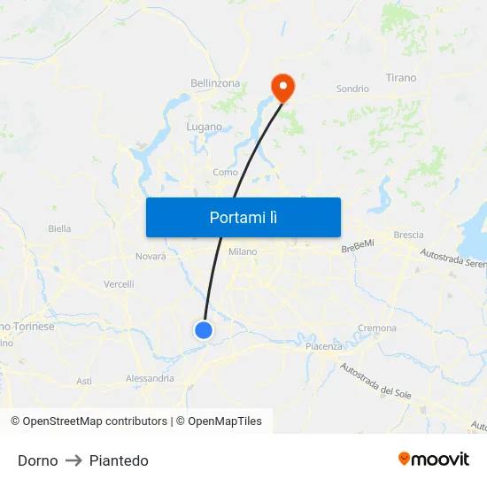 Dorno to Piantedo map