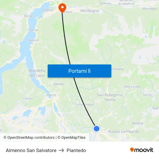 Almenno San Salvatore to Piantedo map