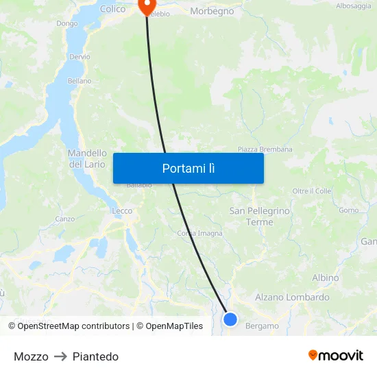 Mozzo to Piantedo map