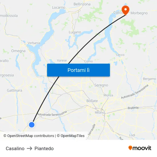 Casalino to Piantedo map