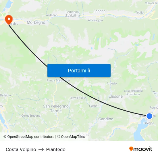 Costa Volpino to Piantedo map