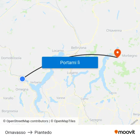 Ornavasso to Piantedo map
