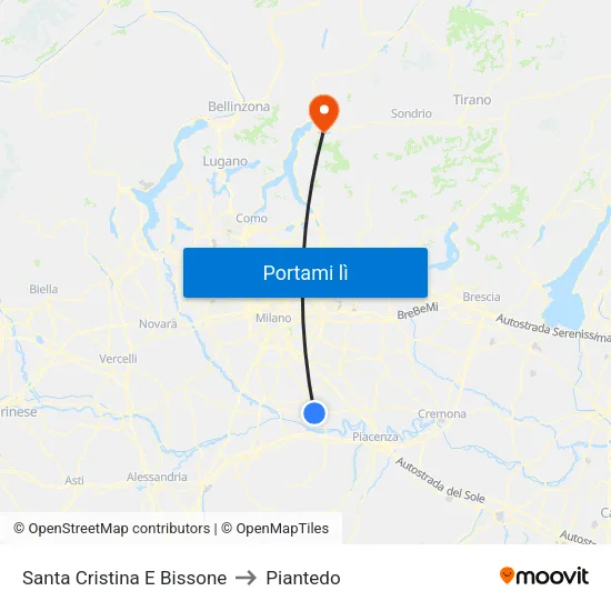 Santa Cristina E Bissone to Piantedo map