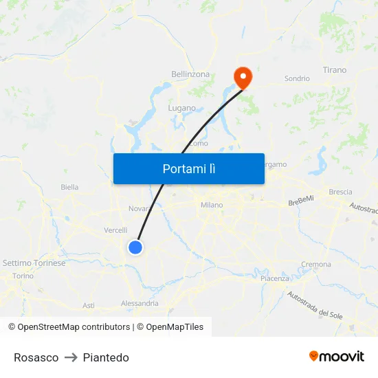 Rosasco to Piantedo map