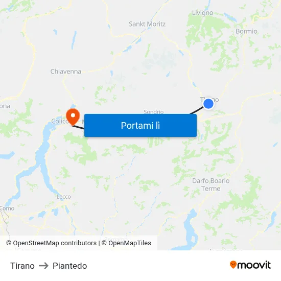 Tirano to Piantedo map