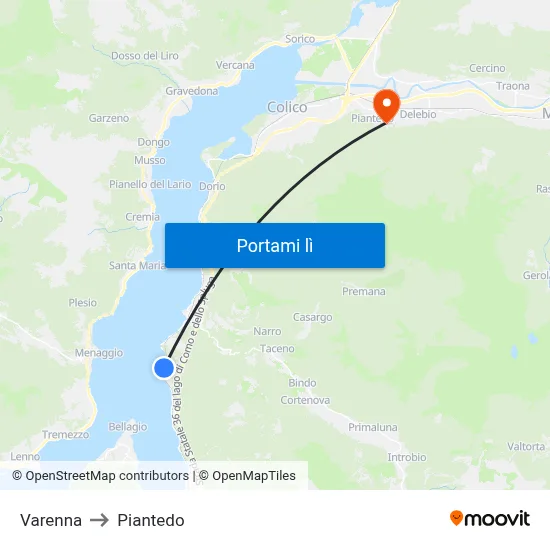 Varenna to Piantedo map