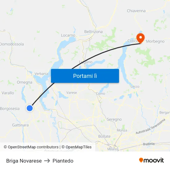 Briga Novarese to Piantedo map