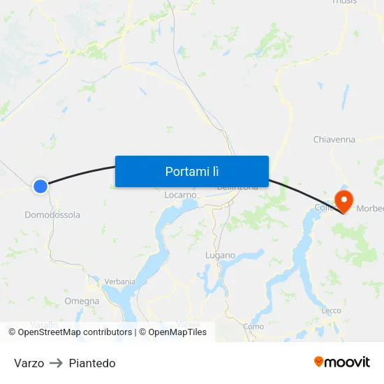 Varzo to Piantedo map