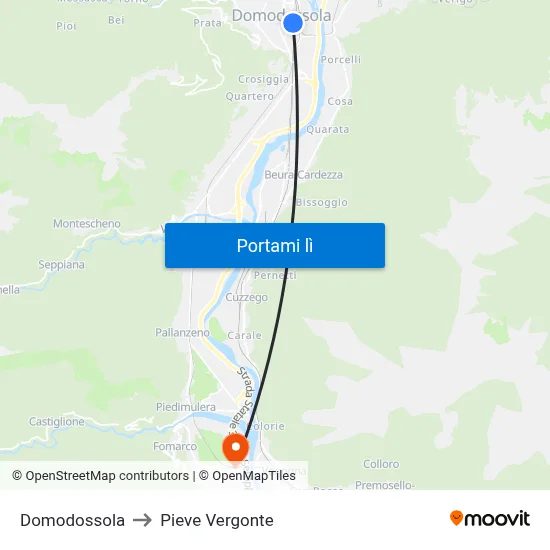 Domodossola to Pieve Vergonte map