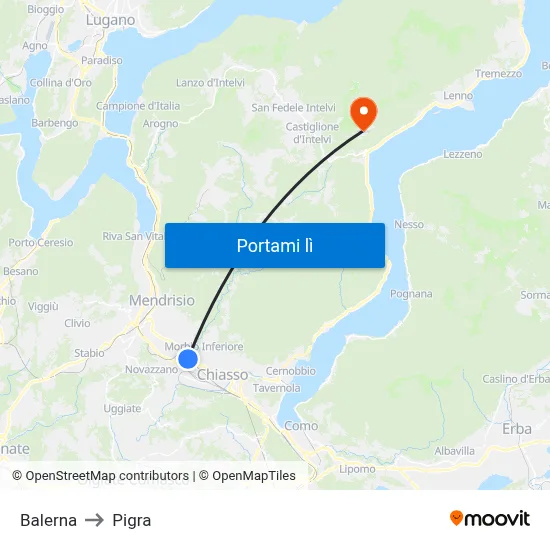 Balerna to Pigra map