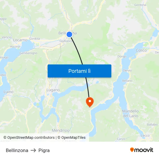 Bellinzona to Pigra map