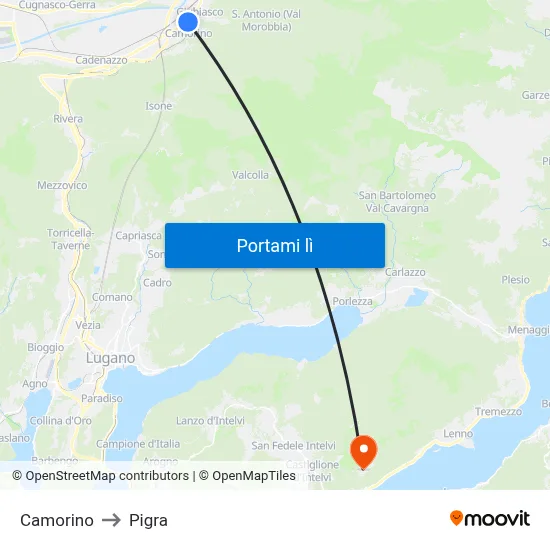 Camorino to Pigra map