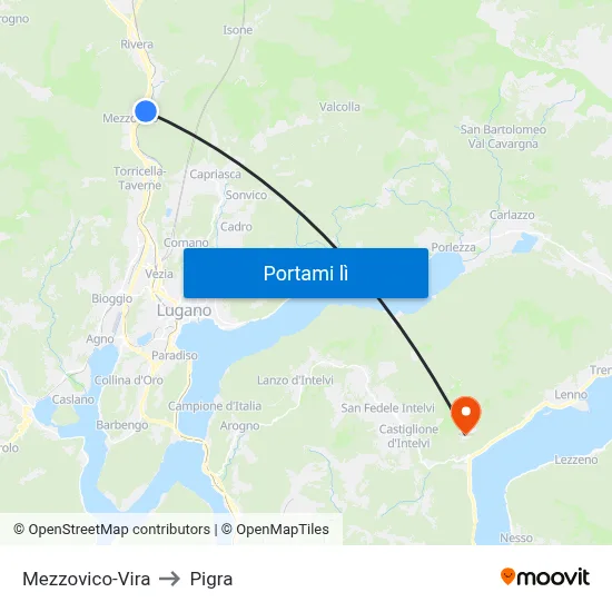 Mezzovico-Vira to Pigra map