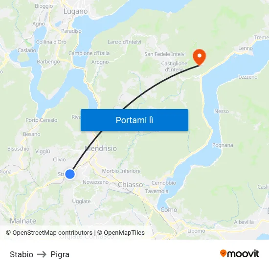 Stabio to Pigra map