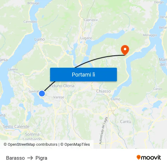 Barasso to Pigra map