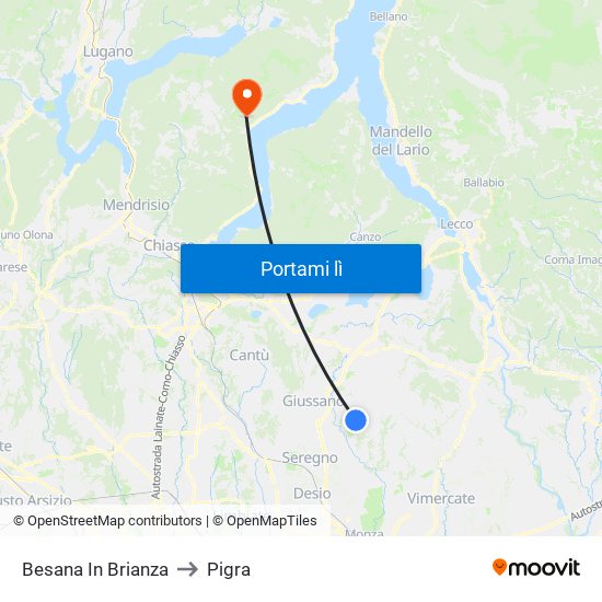 Besana In Brianza to Pigra map