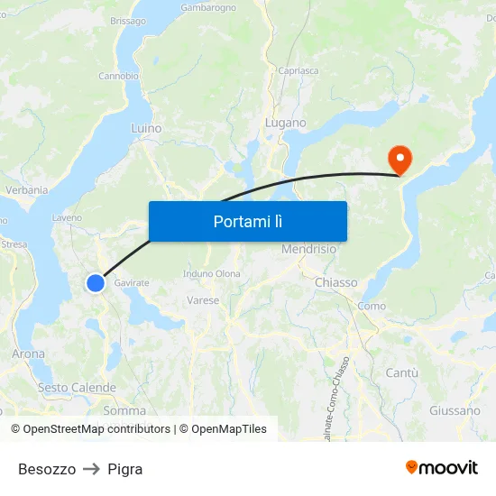 Besozzo to Pigra map