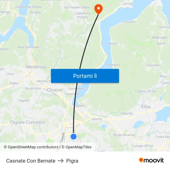 Casnate Con Bernate to Pigra map