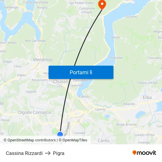 Cassina Rizzardi to Pigra map