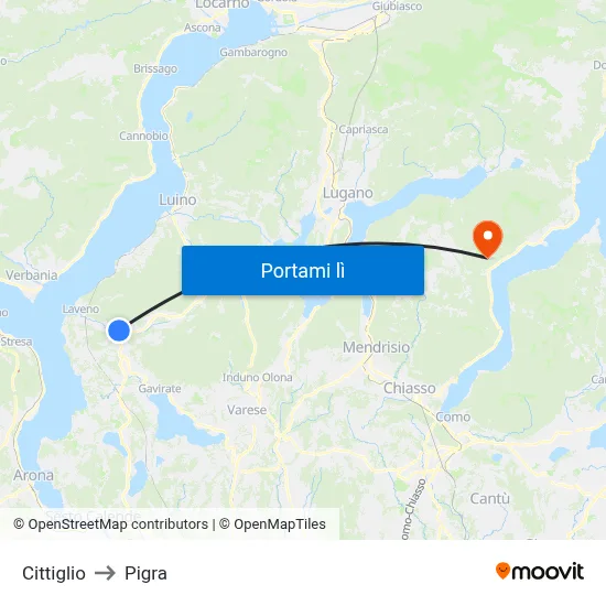 Cittiglio to Pigra map