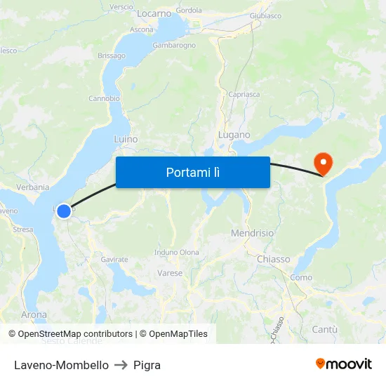 Laveno-Mombello to Pigra map