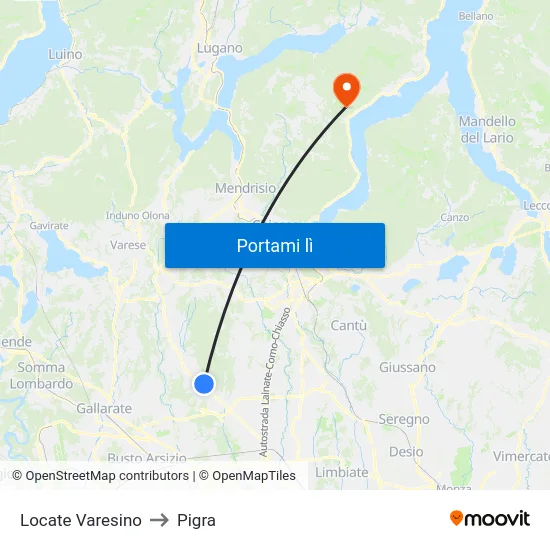 Locate Varesino to Pigra map