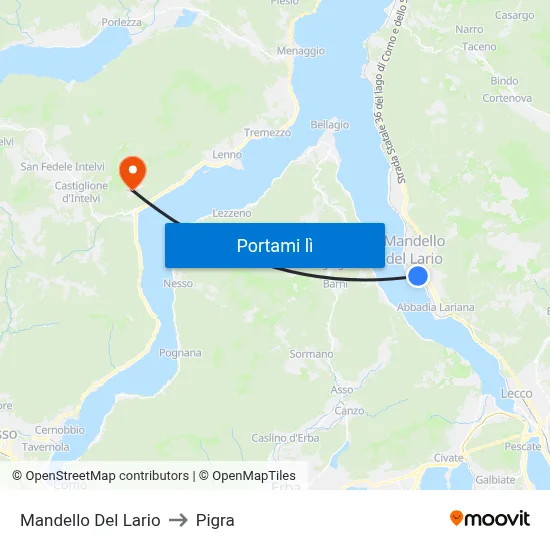 Mandello Del Lario to Pigra map