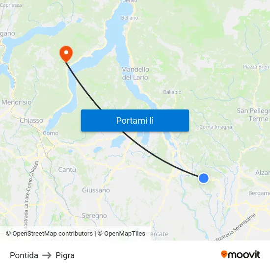Pontida to Pigra map