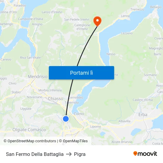 San Fermo Della Battaglia to Pigra map