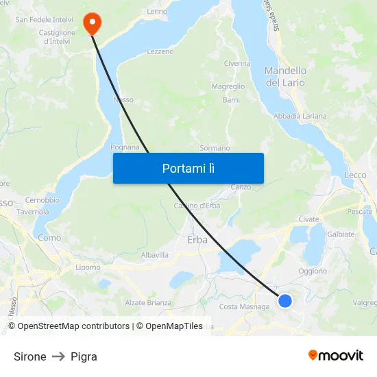 Sirone to Pigra map
