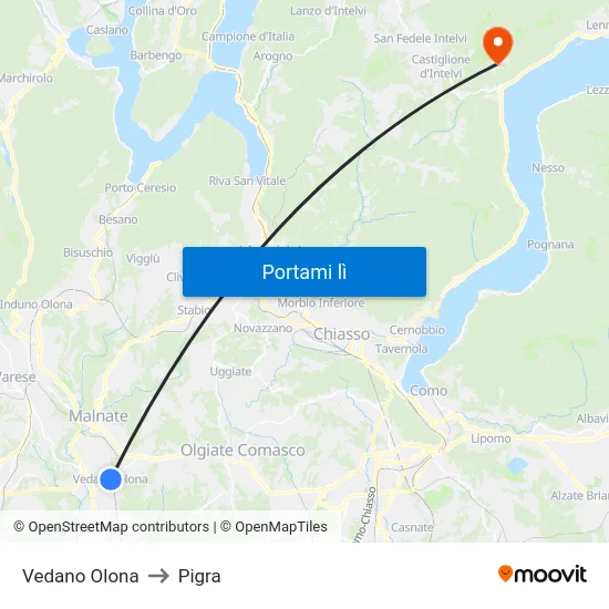 Vedano Olona to Pigra map