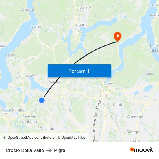 Crosio Della Valle to Pigra map