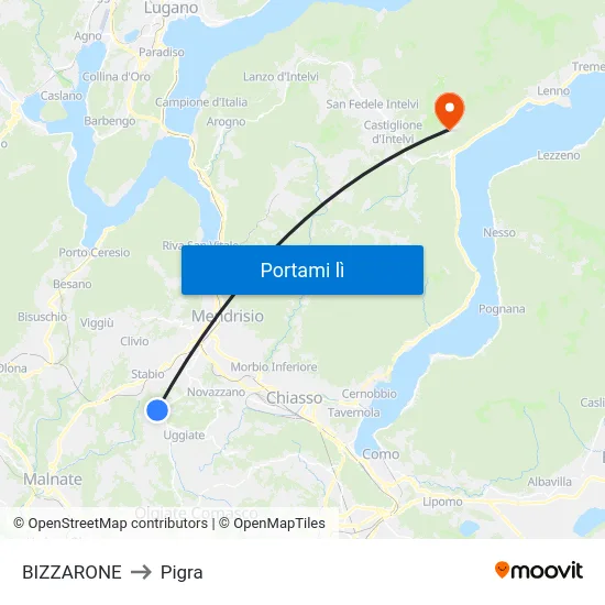 BIZZARONE to Pigra map