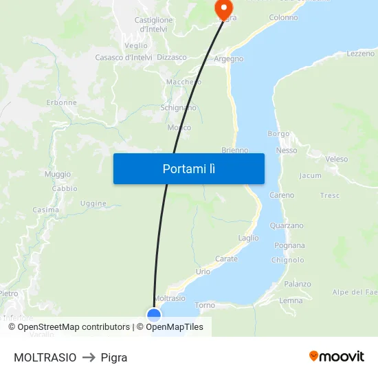 MOLTRASIO to Pigra map