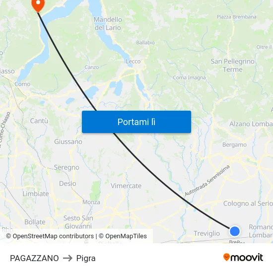 PAGAZZANO to Pigra map