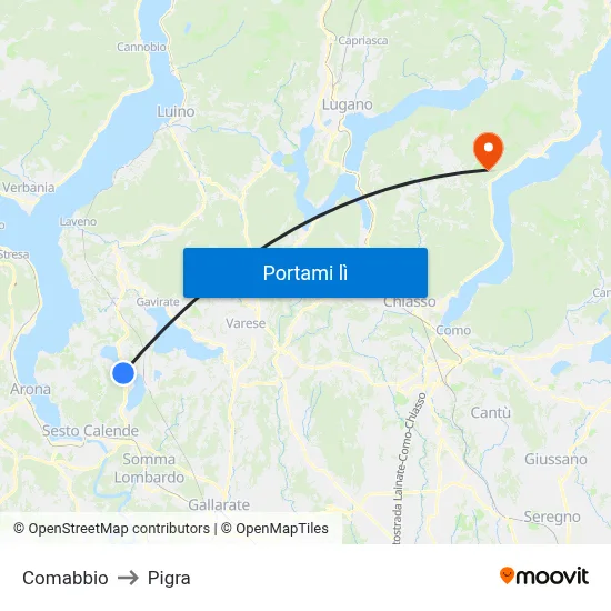 Comabbio to Pigra map