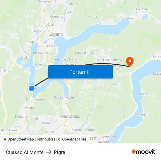 Cuasso Al Monte to Pigra map