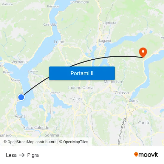 Lesa to Pigra map