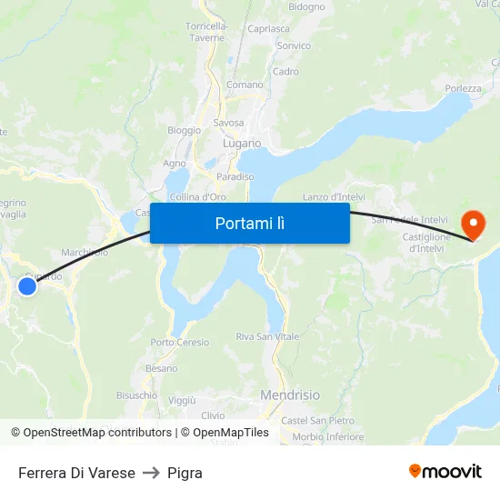 Ferrera Di Varese to Pigra map