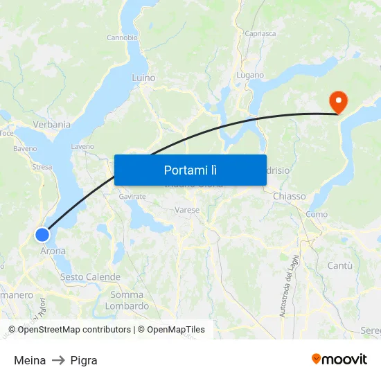 Meina to Pigra map