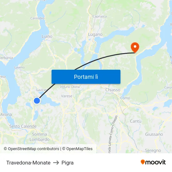 Travedona-Monate to Pigra map