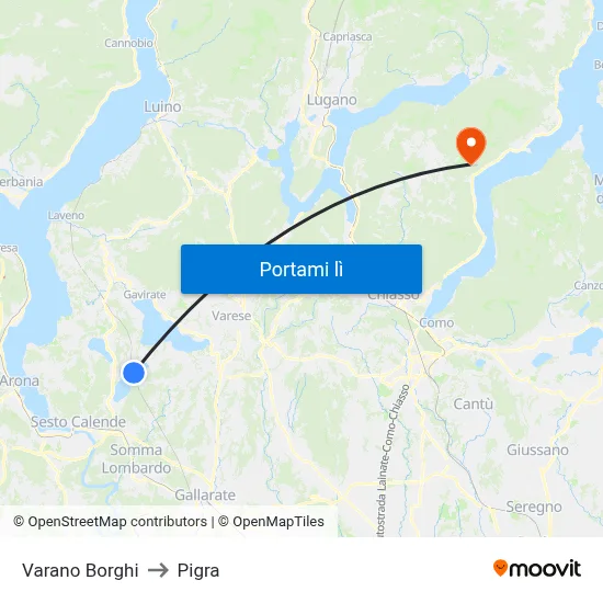 Varano Borghi to Pigra map