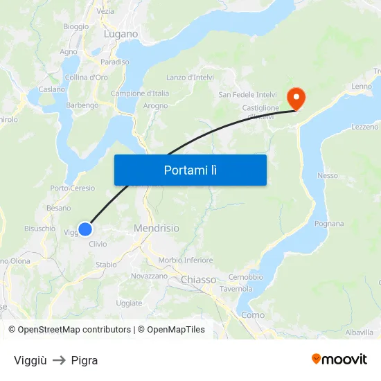 Viggiù to Pigra map