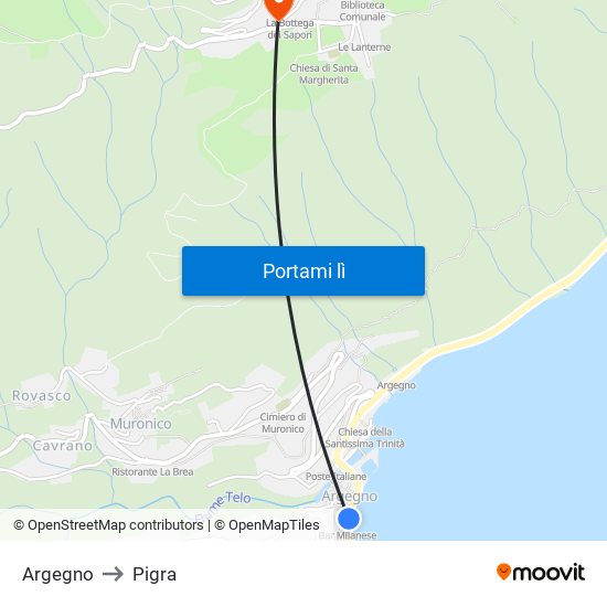 Argegno to Pigra map