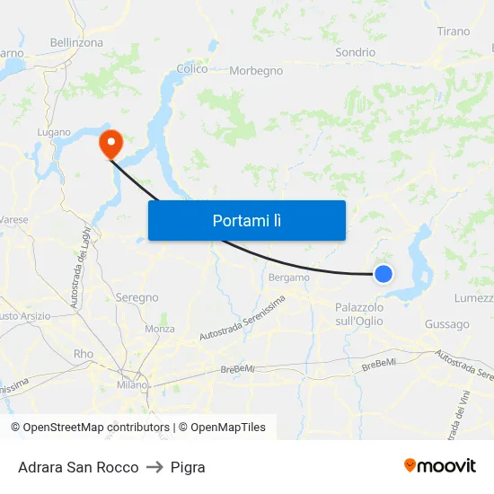 Adrara San Rocco to Pigra map