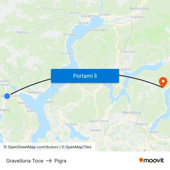 Gravellona Toce to Pigra map