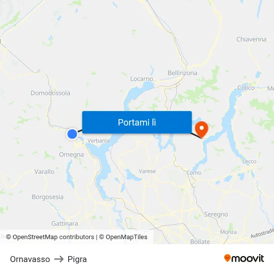 Ornavasso to Pigra map