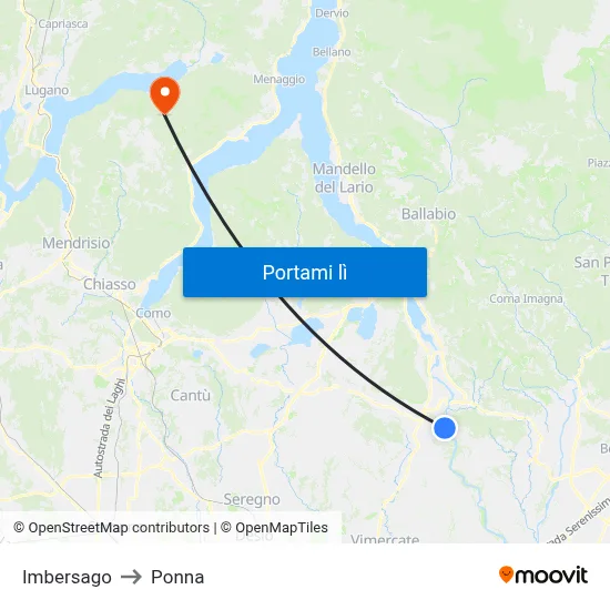 Imbersago to Ponna map
