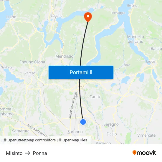 Misinto to Ponna map